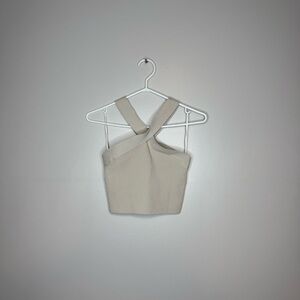 Babaton Cream Cross-Strap Crop Top